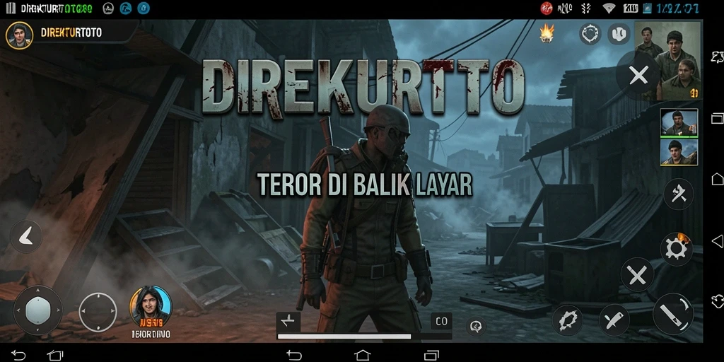 Screenshot gameplay menegangkan dari DIREKTURTOTO dengan suasana horor yang mendalam.