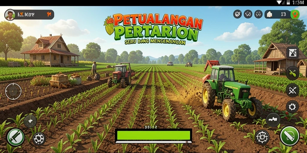 Tampilan gameplay DKK menampilkan aktivitas pertanian yang seru.