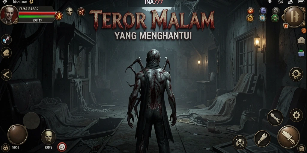 Tangkapan layar game INA777 yang menampilkan suasana horor menyeramkan.