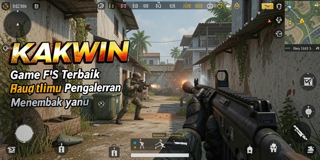 Screenshot gameplay dari KAKWIN menampilkan aksi menembak yang seru.