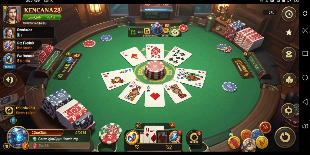 Tampilan gameplay seru dalam KENCANA28 dengan kartu QiuQiu.