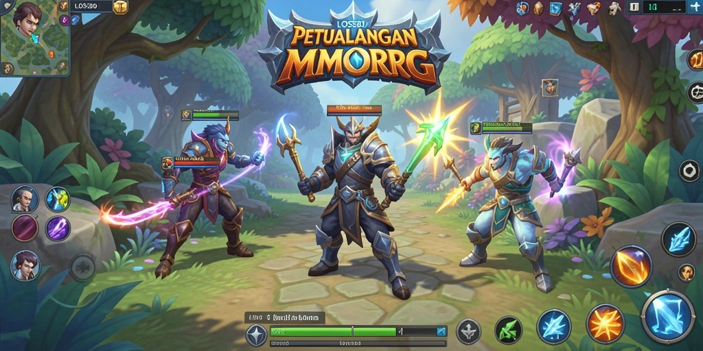 Tampilan mendebarkan dari gameplay petualangan MMORPG.