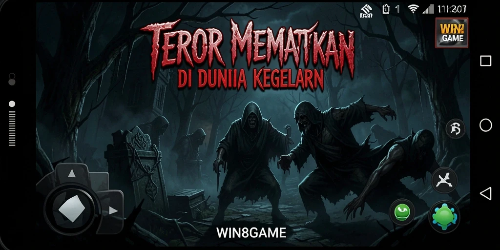 Tampilan gameplay WIN8GAME yang menyeramkan dan mencekam.
